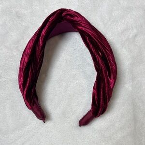 Twisted Velvet Headband in Burgundy